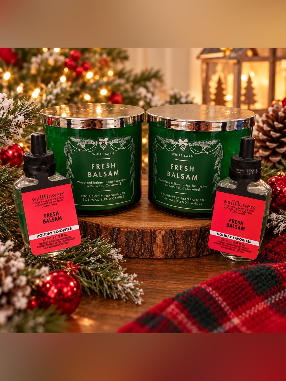 Bath & Body Works / White Barn Fresh Balsam Holiday Home Fragrance Bundle